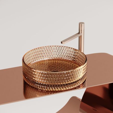 Раковина стеклянная Ceramica Nova CRISTAL CN6058 40х40 накладная цвет бежевый без отверстий под смеситель