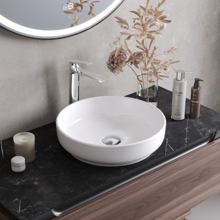 Раковина керамическая Cezares CZR-6595 40х40 накладная цвет белый без отверстий под смеситель