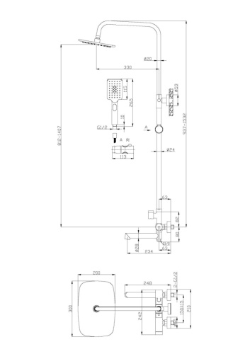 Душевая стойка BelBagno ACQUA ACQUA-VSCM-CRM настенная хром - фото 2