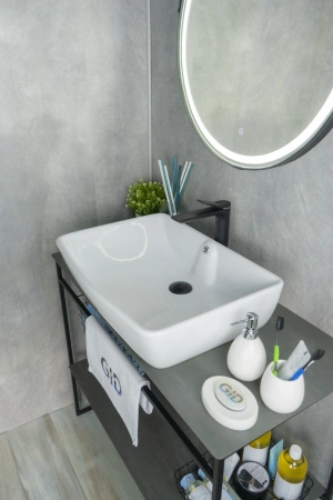 Раковина керамическая Gid Geométrico 51123 59х42 накладная цвет белый без отверстий под смеситель