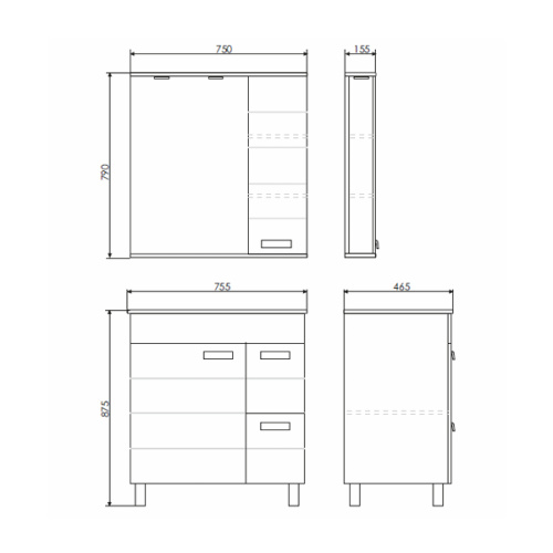 Тумба с раковиной Comforty 00-00001643CF 75,5x46,5x87,5 - фото 2