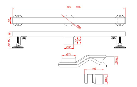Душевой лоток AltroBagno Stella AltroBagnoStella071227BG напольный