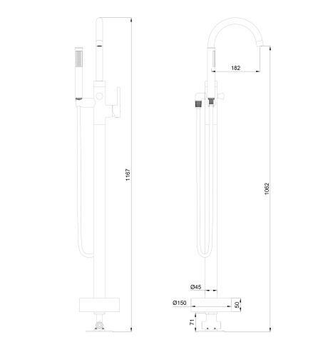 Смеситель для ванны и душа Wonzon & Woghand STICK WW-88649017-BN напольный никель - фото 2