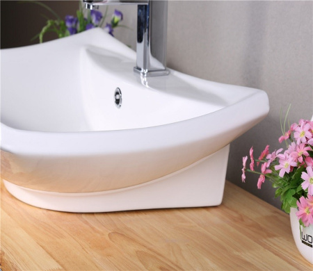 Раковина из санфаянса CeramaLux 9111 61х44 накладная цвет белый 1 отверстие под смеситель