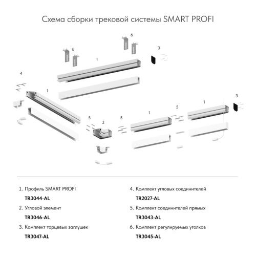 Комплект угловых соединителей шинопровода Denkirs Smart One (Смарт Оне) TR2027-AL - фото 5