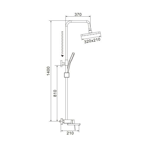 Душевая стойка Shevanik S6826T настенная цвет оружейная сталь - фото 3
