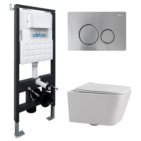 Комплект сантехническая инсталляция с клавишей смыва Abber Rechteck AC1201-AC0105-AC0121MCH
