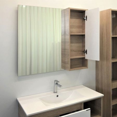 Зеркало-шкаф Comforty Гамбург 00004142227CF 90х80 подвесной цвет бежевый/белый