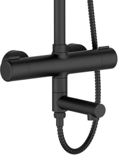 Душевая стойка Orange Thermo T02S4-911b настенная цвет черный с термостатом - фото 2