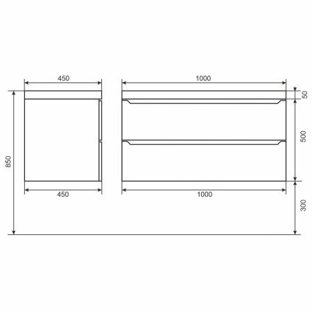 Тумба под раковину Uperwood Tanos 291020234 100х50 подвесная цвет черный