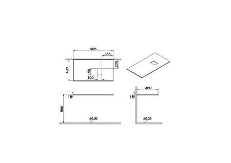 Столешница Vitra Origin 65862 91х48 накладная цвет дуб
