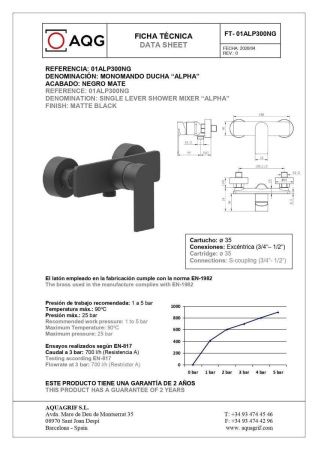 Смеситель для душа AQG Alpha 01ALP300NG настенный черный