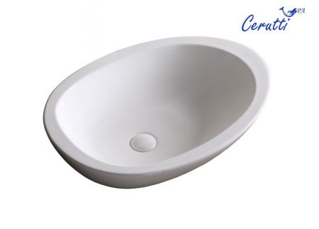 Раковина из сантехнического фарфора Cerutti SPA CR1005 70х50 накладная цвет белый без отверстий под смеситель