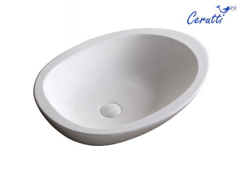 Раковина из сантехнического фарфора Cerutti SPA CR1005 66х49 накладная цвет белый - фото 2