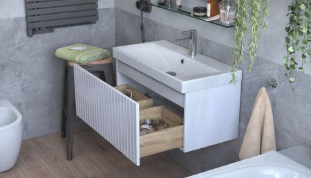 Тумба под раковину Velvex COMPO tp.COM.9696.80.1Y белый глянец 80х40 подвесная цвет белый