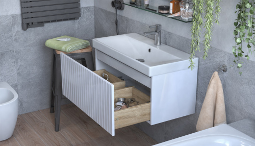 Тумба под раковину Velvex COMPO tp.COM.9696.80.1Y белый глянец 80х39х34 подвесная цвет белый - фото 3