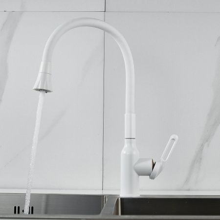 Смеситель для кухни Raffine F303C-1 на мойку белый