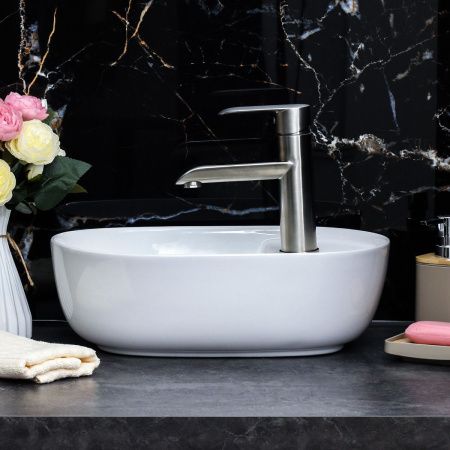 Раковина из сантехнического фарфора Melana 320333-805 40х30 накладная цвет белый 1 отверстие под смеситель