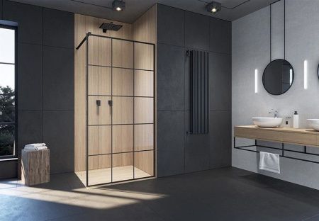 Душевой уголок Cerutti SPA MUZA T100 100х100 стекло с рисунком профиль черный без поддона