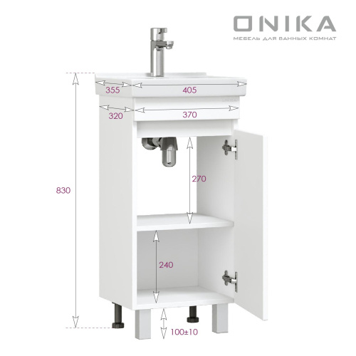 Тумба под раковину Onika Милтон 104009 37х33х68 - фото 3