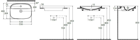 Раковина керамическая Allen Brau Fantasy 4.11034.31 55х40 накладная цвет черный 1 отверстие под смеситель