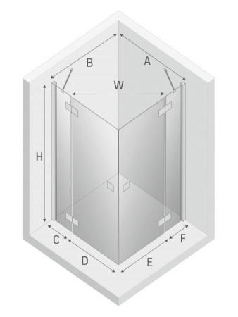 Душевой уголок New Trendy REFLEXA Chrome EXK-5172 100х80 стекло прозрачное профиль хром без поддона