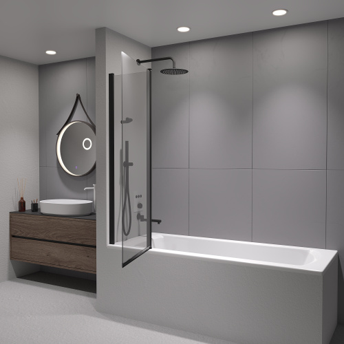 Душевая шторка на ванну RGW Screens 03111110-14 100х140 стекло прозрачное профиль черный ориентация универсальная - фото 2