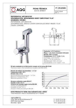 Гигиенический душ со смесителем AQG 34FLI0010120 цвет хром