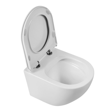 Унитаз подвесной BelBagno SFERA-R BB046CHR/BB902SC белый с сиденьем микролифт безободковый каскадный смыв