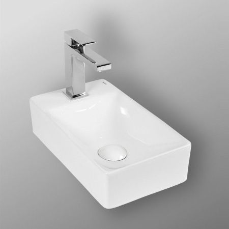 Раковина из сантехнического фарфора Bond Cube S12-380L 40х20 накладная цвет белый 1 отверстие под смеситель