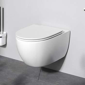 Чаша унитаза подвесная Am.Pm Awe C111700WH цвет белый без сиденья безободковая каскадный смыв