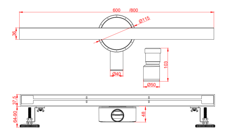 Душевой лоток AltroBagno Trave AltroBagnoTrave071217MB в стену