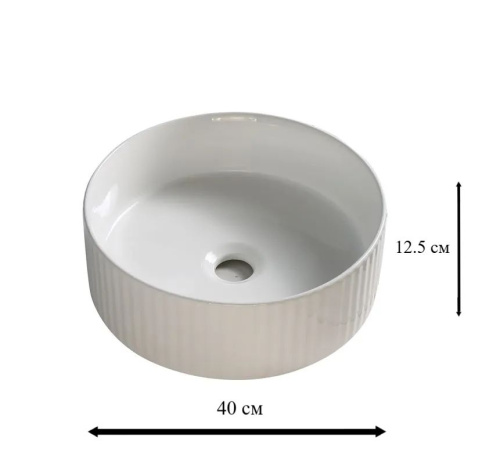 Раковина из сантехнического фарфора Sintesi SIN-LVB-APP-410 40х40 накладная цвет белый - фото 3