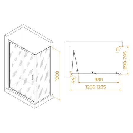 Душевой уголок RGW Passage 060814227-11 120х70 стекло прозрачное профиль хром без поддона