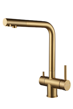 Смеситель для кухни Paulmark SKALEN Sk213020-BG на раковину брашированное золото