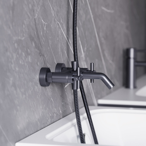 Смеситель для ванны и душа Damixa Neo Classic 271000000 настенный графит без термостата - фото 3