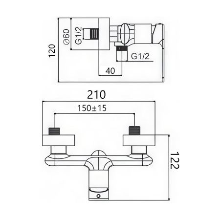 Смеситель для ванны и душа Maretti Aria AR35R845 настенный хром