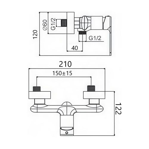 Смеситель для ванны и душа Maretti Aria AR35R845 настенный хром - фото 3