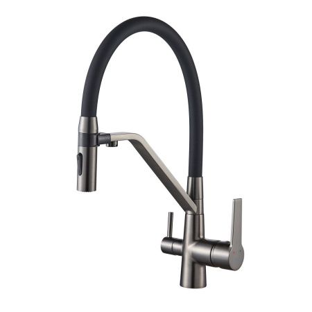 Смеситель для кухни Shevanik S278T на мойку оружейная сталь