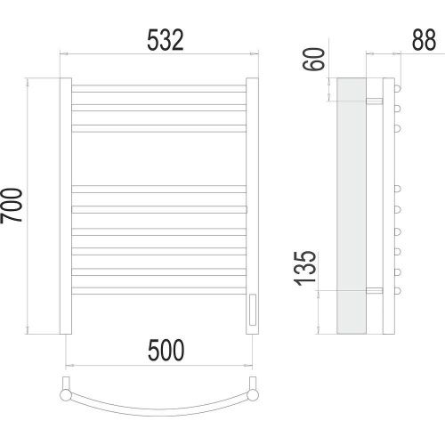 Полотенцесушитель Terminus 4670078527356 53х70 электрический хром - фото 3
