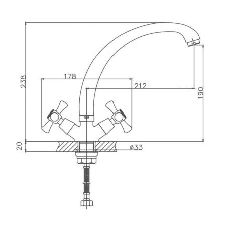 Смеситель для кухни Cron CN4242-3 на мойку хром