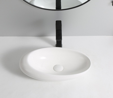 Раковина из санфаянса CeramaLux 78255 59х38 накладная цвет белый