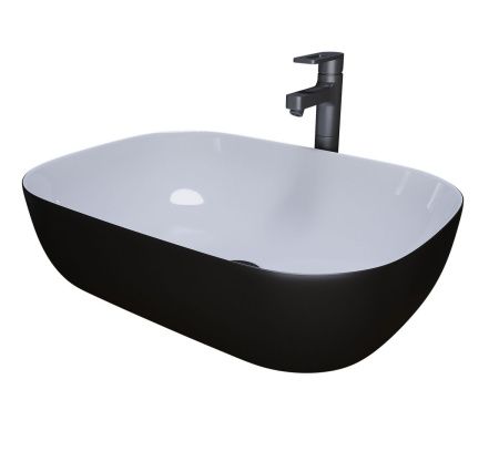 Раковина из сантехнического фаянса Grossman Color GR-4041BW 50х30 накладная цвет белый/черный без отверстий под смеситель