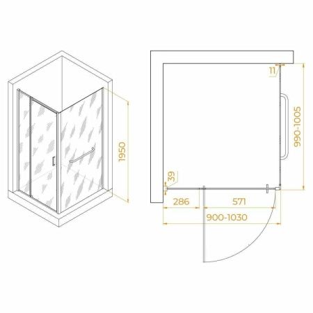 Душевой уголок RGW Passage 3508078190-14 100х90 стекло прозрачное профиль черный без поддона