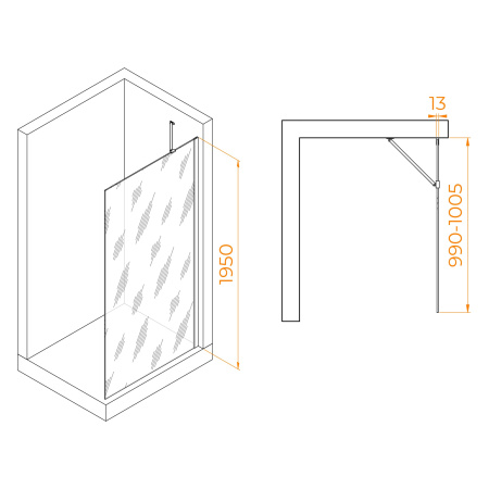 Душевая перегородка RGW Walk In 351011010-11 100х195 стекло прозрачное профиль хром глянцевый