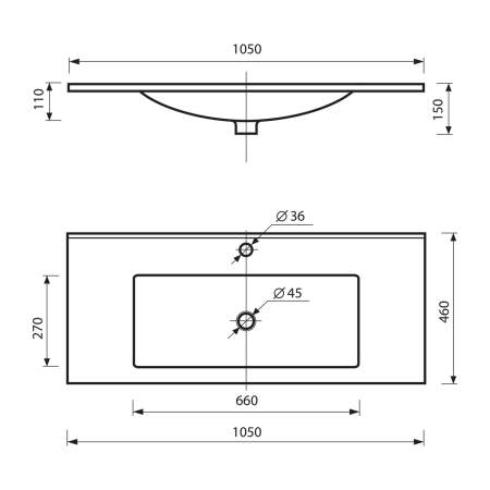 Раковина мебельная из искусственного камня Misty Qvatro 105 Р-Ква14105-01 110х50 накладная цвет белый