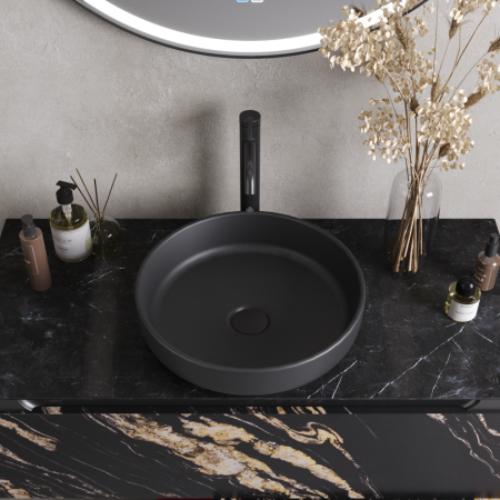 Раковина керамическая Cezares CZR-6595-GO 40х40 накладная цвет серый без отверстий под смеситель