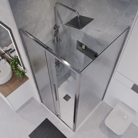 Боковая стенка Niagara Nova NG-CH80-34 80х195 стекло шиншилла профиль хром глянцевый