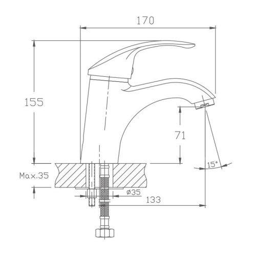 Смеситель Fashun A1021 на раковину хром - фото 3