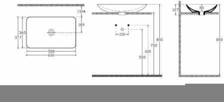Раковина керамическая Allen Brau Fantasy 4.11016.20 60х40 накладная цвет белый без отверстий под смеситель